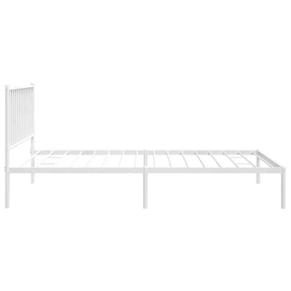 Metal Bed Frame King Single 107x203 cm Slatted Base Headboard White Bedroom