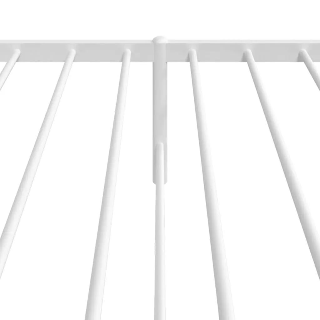 Metal Bed Frame King Single 107x203 cm Slatted Base Headboard White Bedroom
