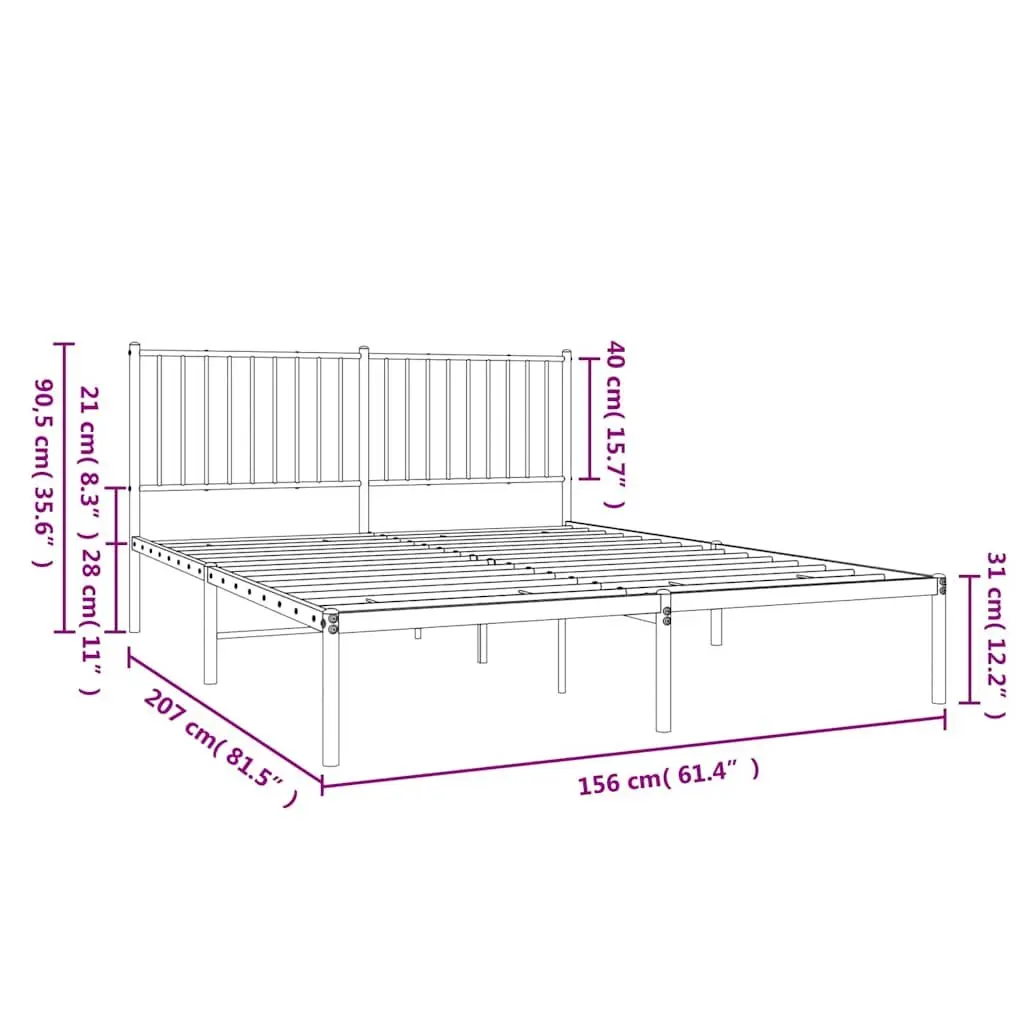 White Metal Bed Frame 150x200 cm