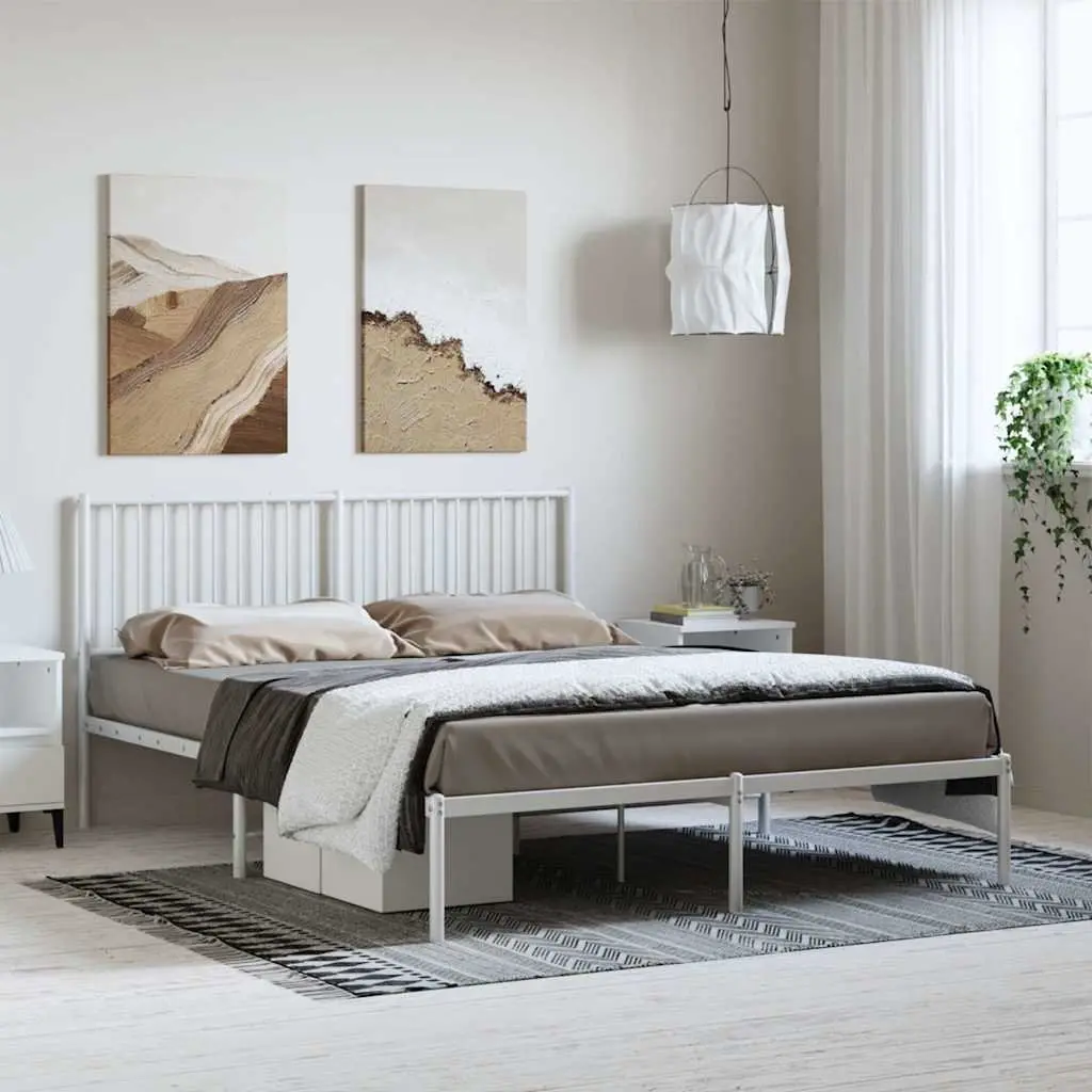White Metal Bed Frame 150x200 cm