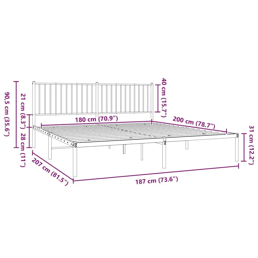 King Size Metal Bed Frame with Headboard
