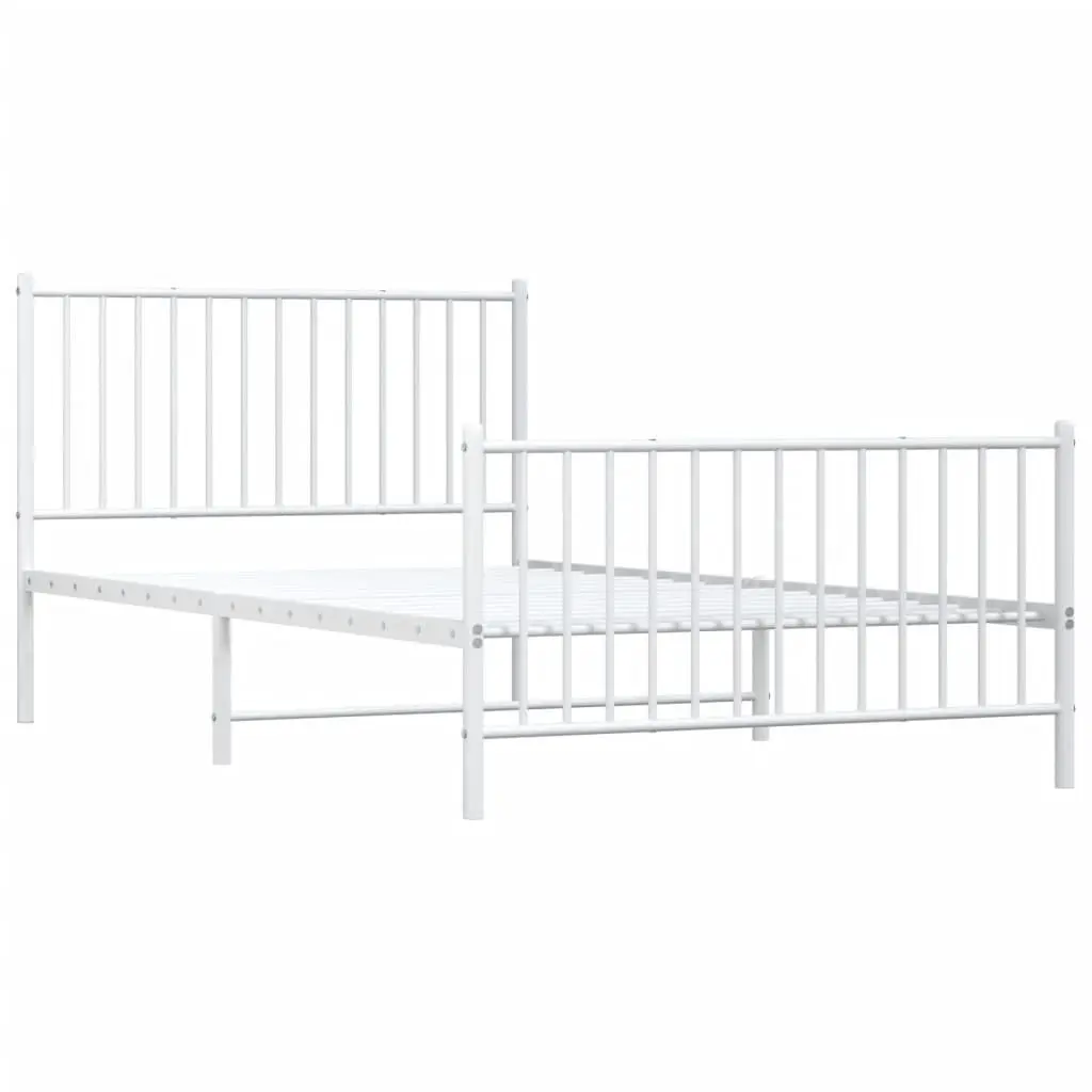 Metal Bed Frame King Single Bedroom 107x203 cm White Slatted Base