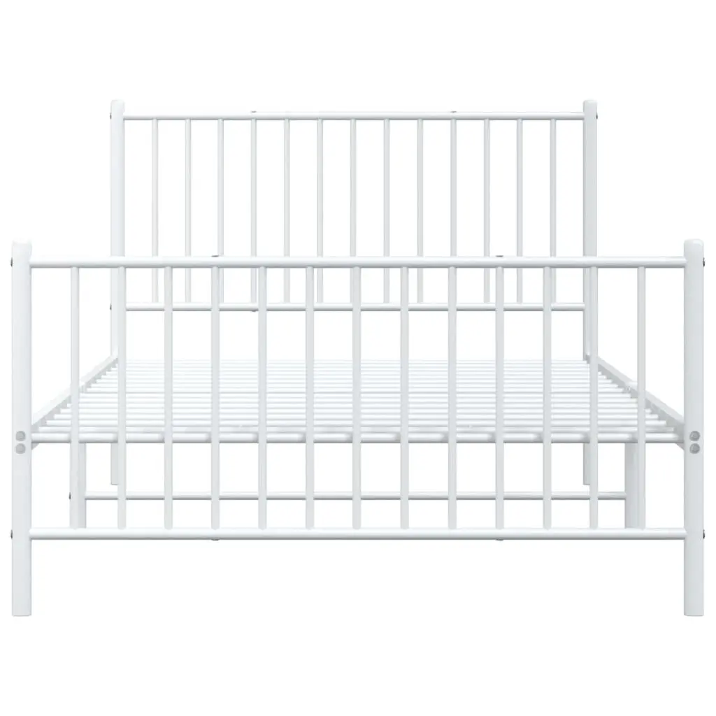 Metal Bed Frame King Single Bedroom 107x203 cm White Slatted Base