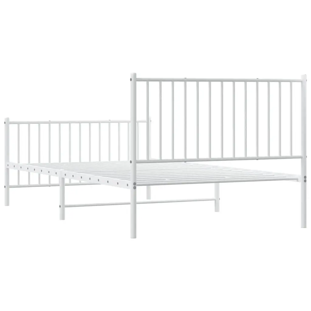 Metal Bed Frame King Single Bedroom 107x203 cm White Slatted Base