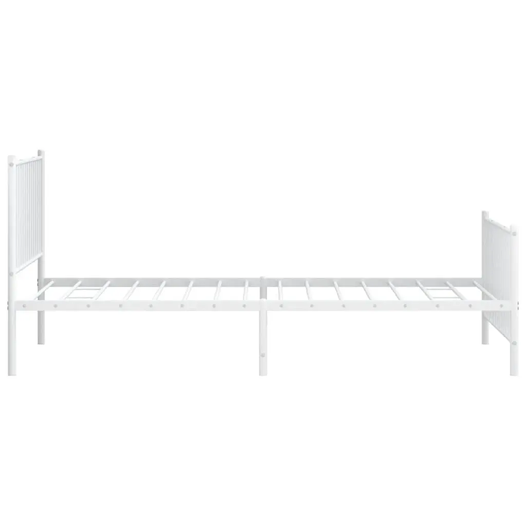 Metal Bed Frame King Single Bedroom 107x203 cm White Slatted Base