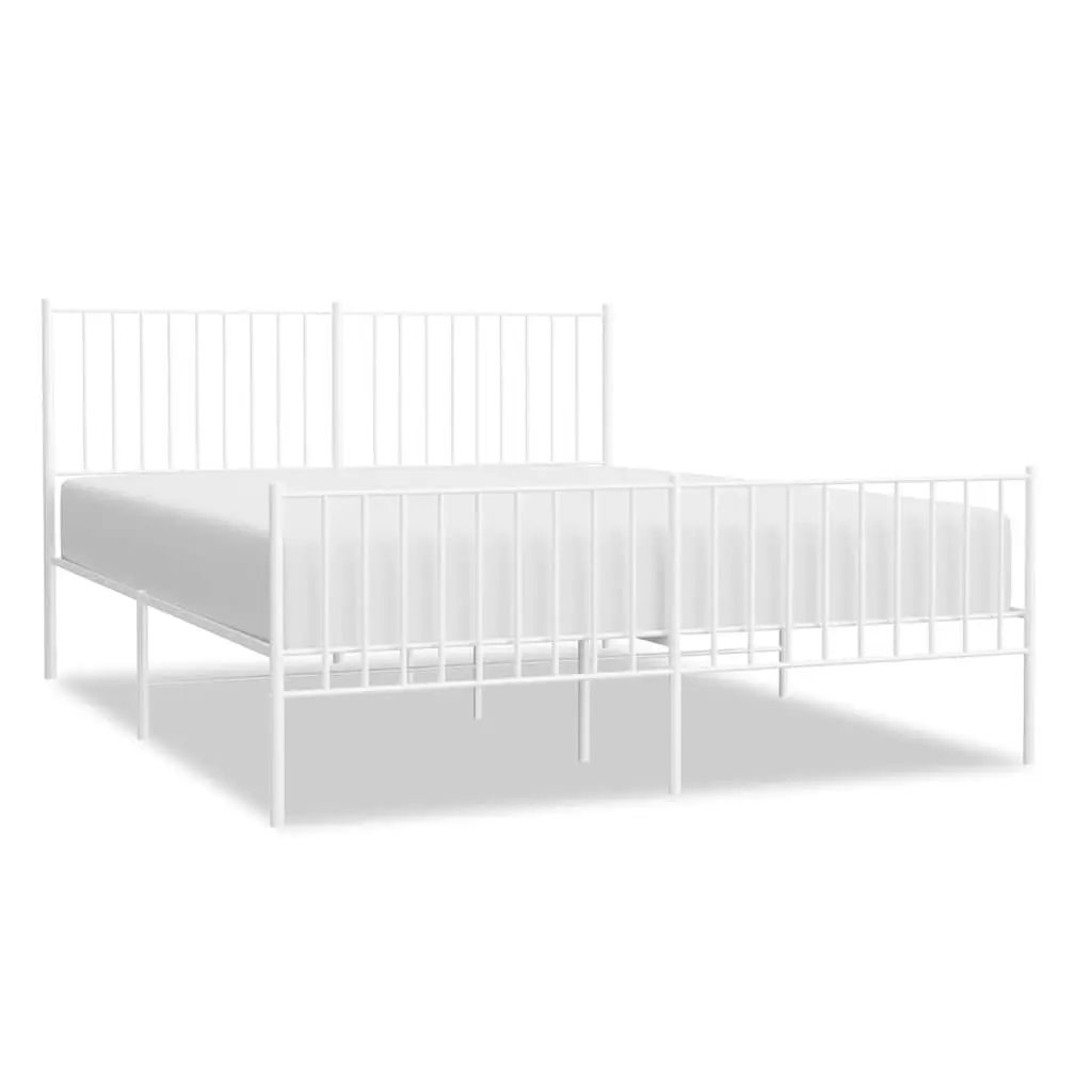 Metal Bed Frame Bedroom 150x200 cm White Steel Construction
