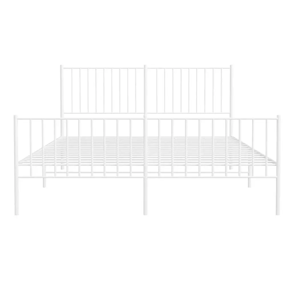Metal Bed Frame Bedroom 150x200 cm White Steel Construction