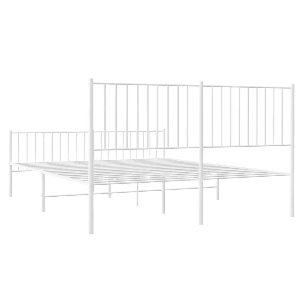Metal Bed Frame Bedroom 150x200 cm White Steel Construction