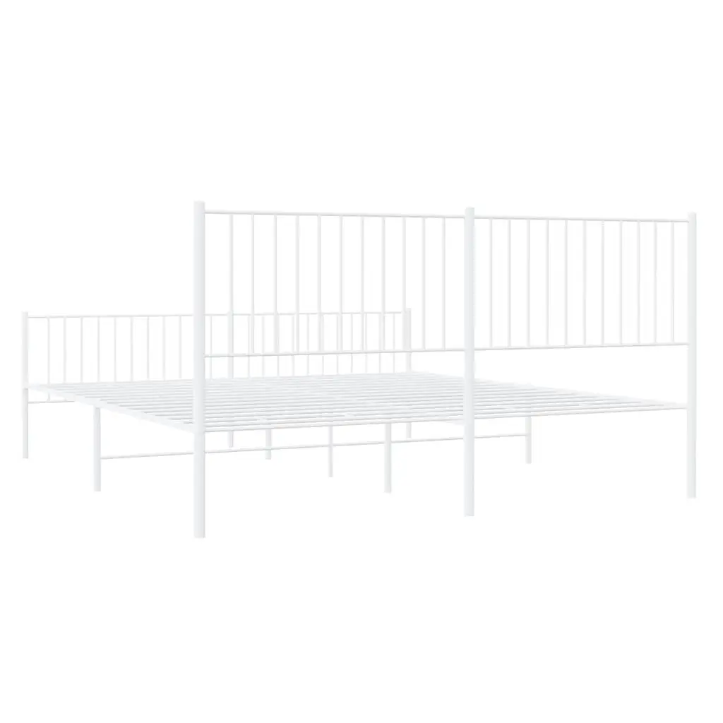 Metal Bed Frame King Size Bedroom 183x203 cm White Steel