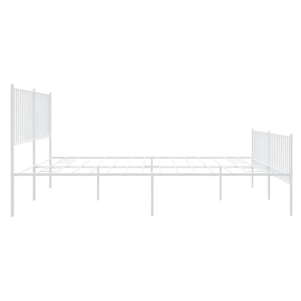Metal Bed Frame King Size Bedroom 183x203 cm White Steel