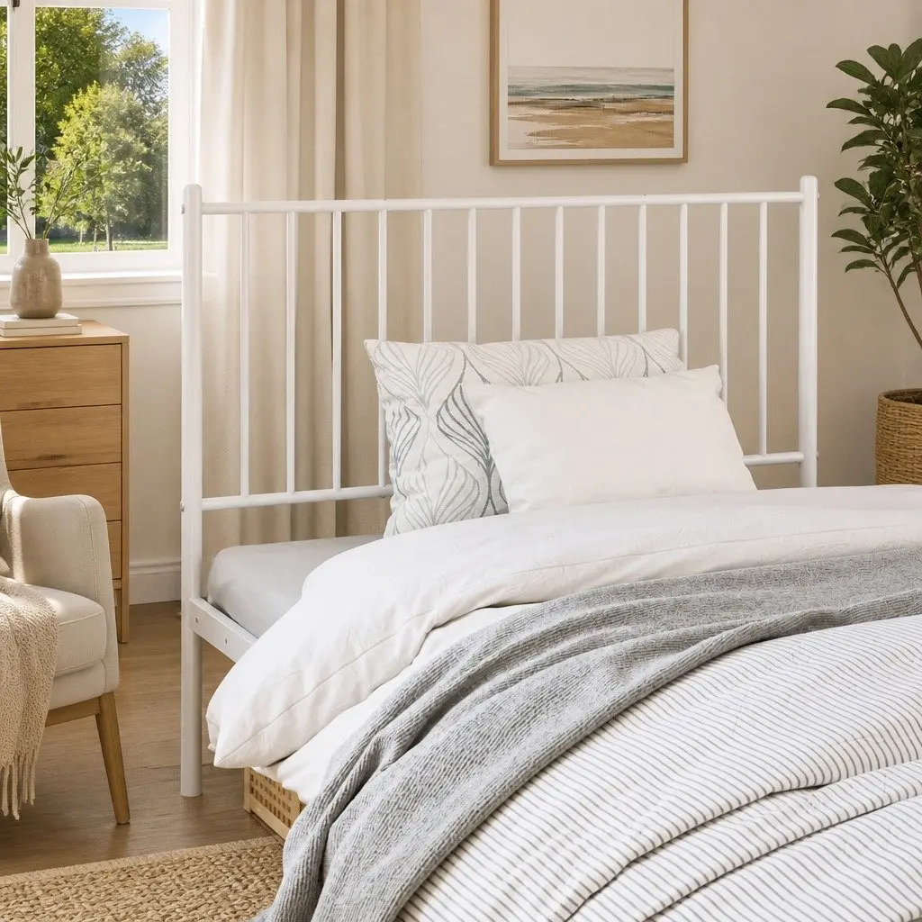 107cm White Metal Headboard