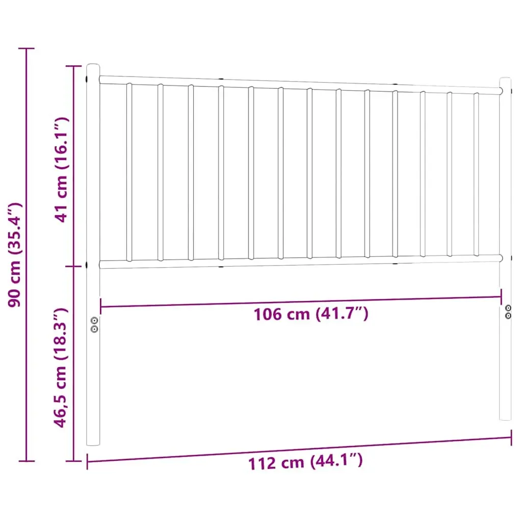 107cm White Metal Headboard