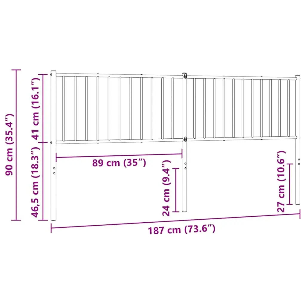 White Metal Headboard 180cm Bedroom Use Powder Coated Steel Frame Support