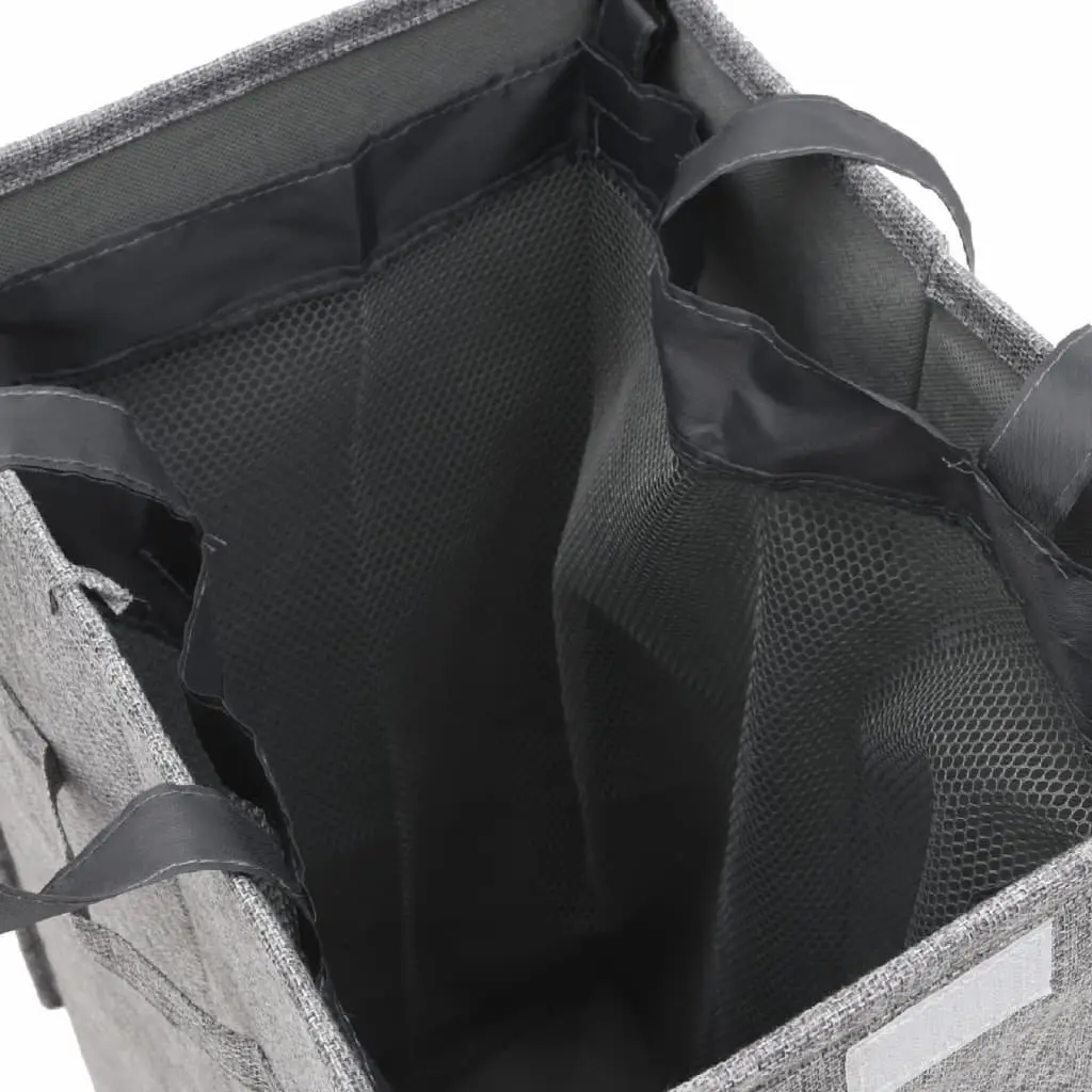 Foldable Laundry Hamper Grey 26x34.5x59.5cm Storage Basket with Handles Lid