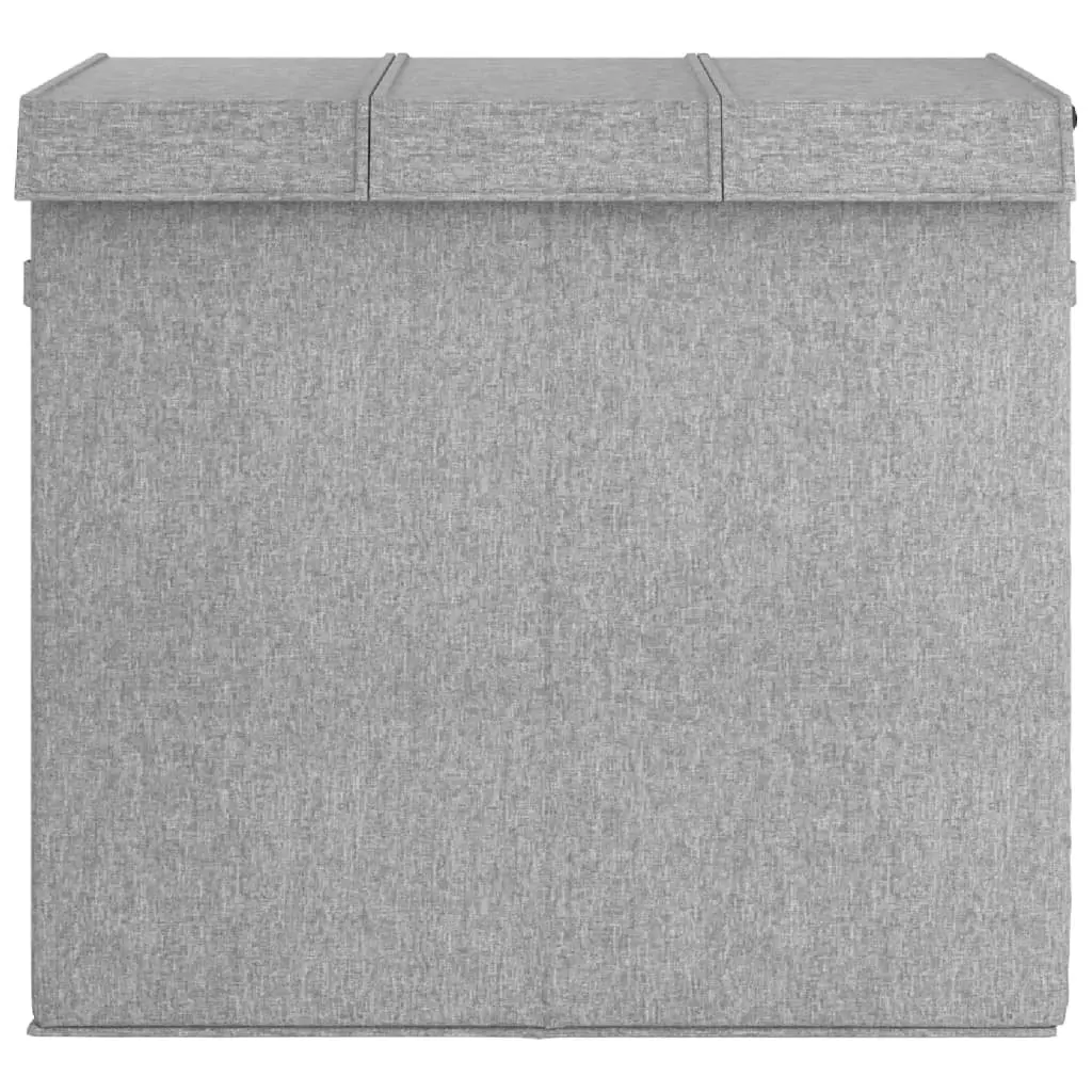Foldable Laundry Hamper for Home Grey 64.5x34.5x59cm 3-Section Storage Basket