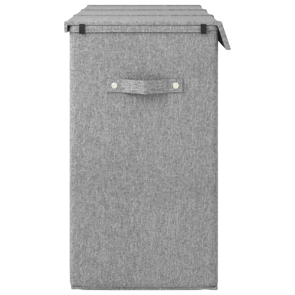 Foldable Laundry Hamper for Home Grey 64.5x34.5x59cm 3-Section Storage Basket