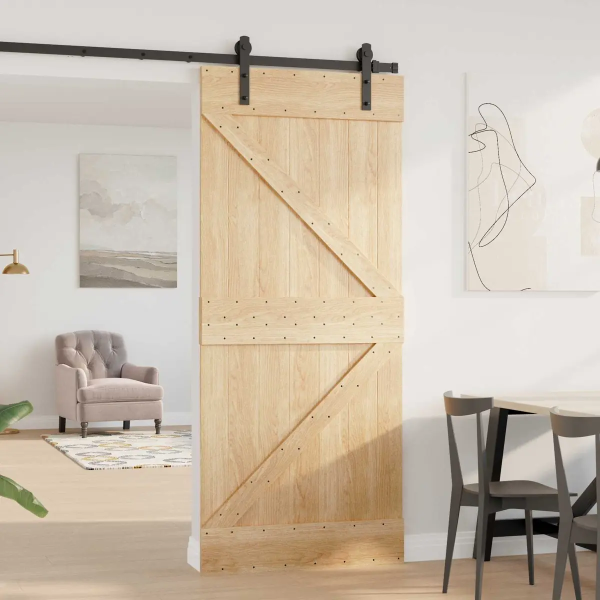 Solid Pine Wood Interior Door 90x210cm