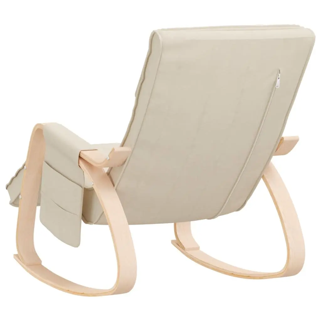 Rocking Chair Cream Fabric Lounge Seat Bedroom Living Room