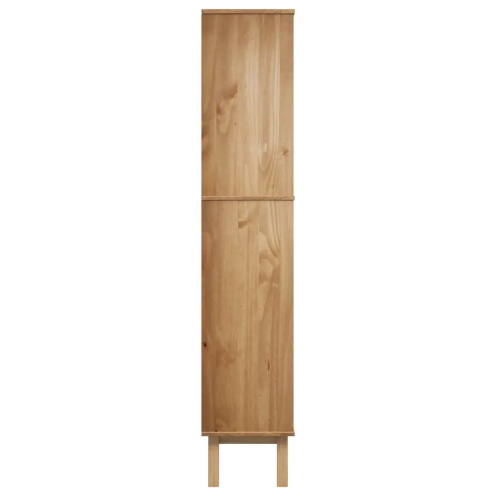 Wooden Bookcase with 2 Drawers Brown Solid Pine Scandinavian Design Storage