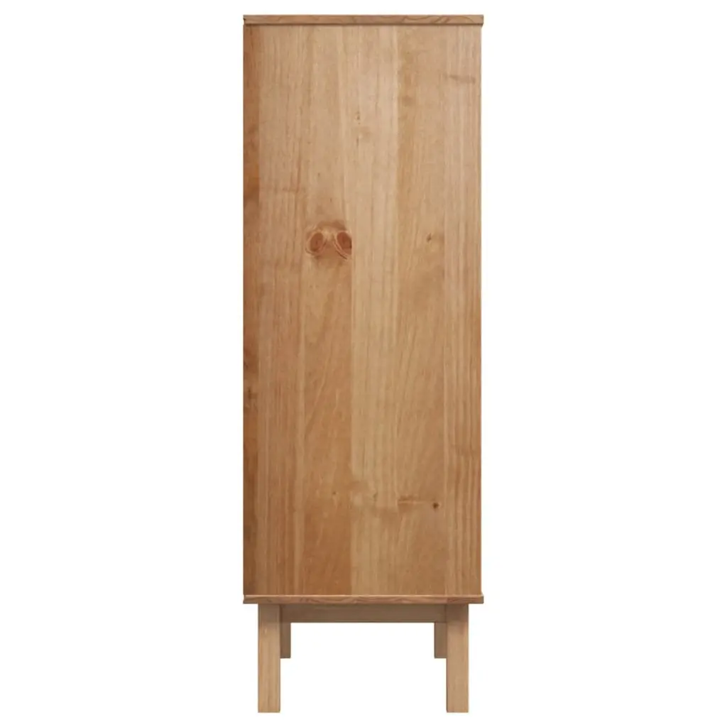 Highboard Storage Cabinet in Brown Solid Pine 85x43x125cm