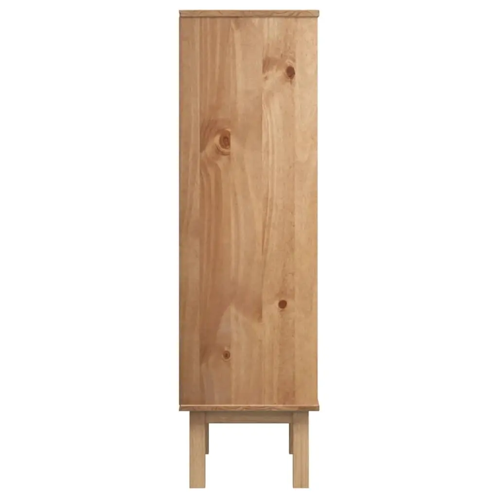 Brown Solid Pine Shoe Cabinet with 3 Drawers