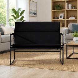 Black Faux Leather Bench Dimensions: 100 x 64 x 80 cm
