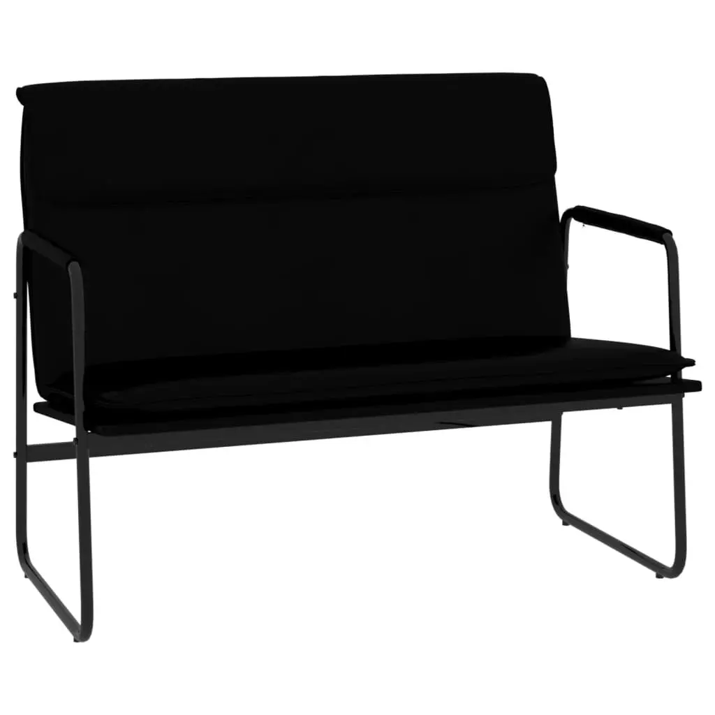 Black Faux Leather Bench Seating Upholstered Padded Back Rest Home Furniture