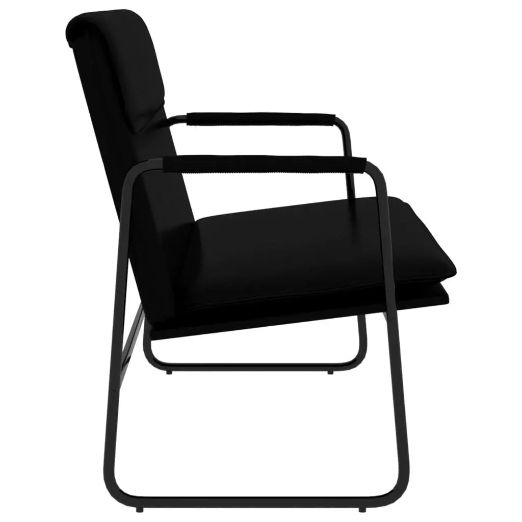 Black Faux Leather Bench Seating Upholstered Padded Back Rest Home Furniture