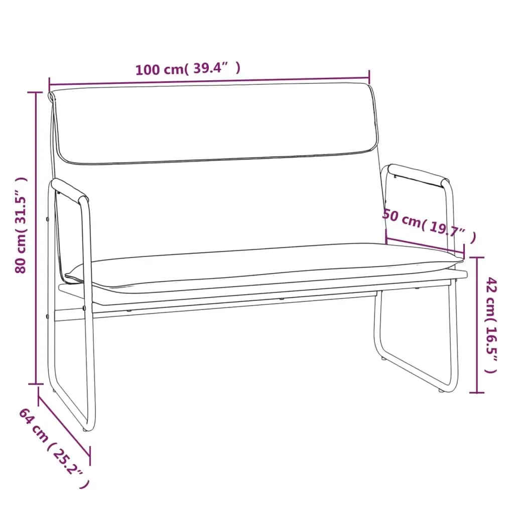 Cream Faux Leather Bench