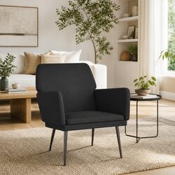 Specifications for Black Velvet Armchair: 62 x 79 x 79 cm