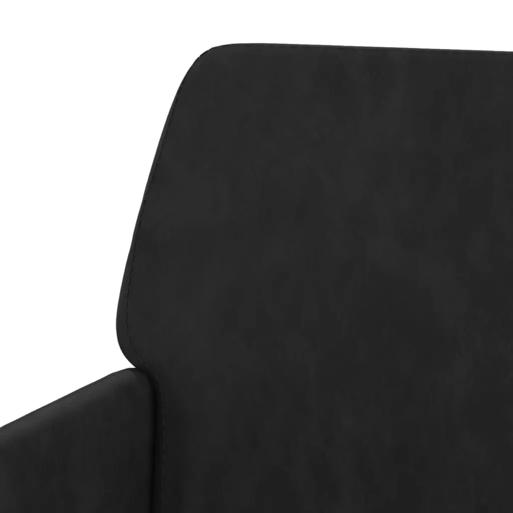 Black Velvet Bench Upholstered Seat Armrests Padded Back Lounge Chair Furniture