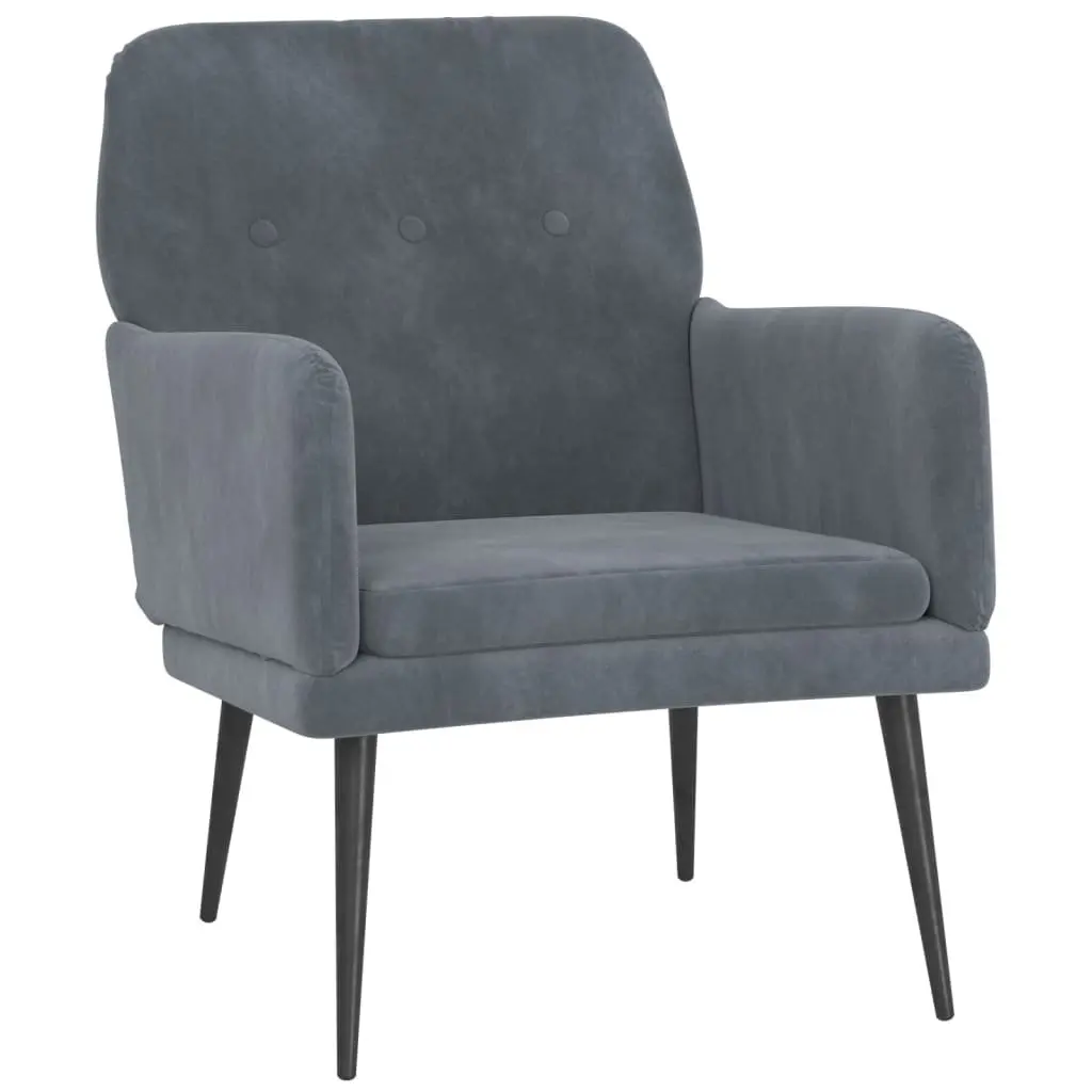 Upholstered Armchair for Relaxation Dark Grey Velvet 62x79x79cm