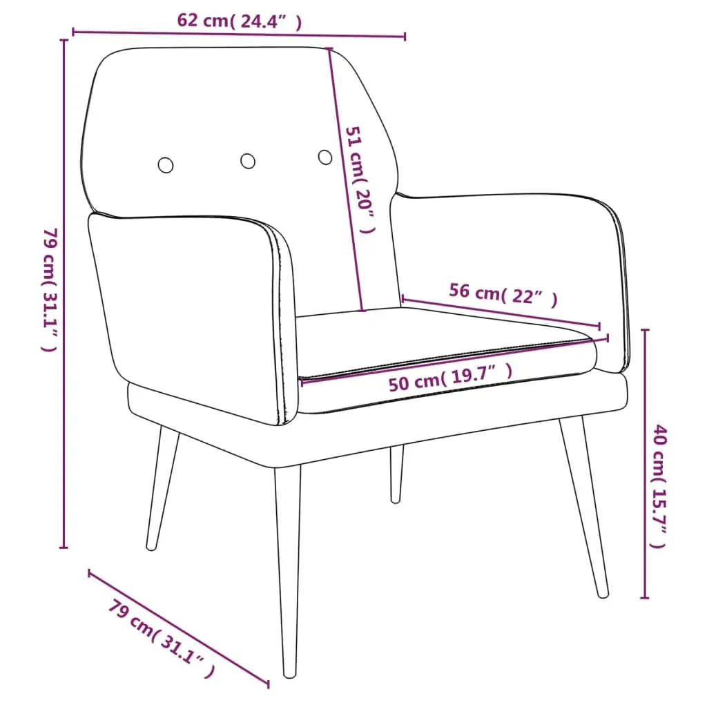 Upholstered Armchair for Relaxation Dark Grey Velvet 62x79x79cm