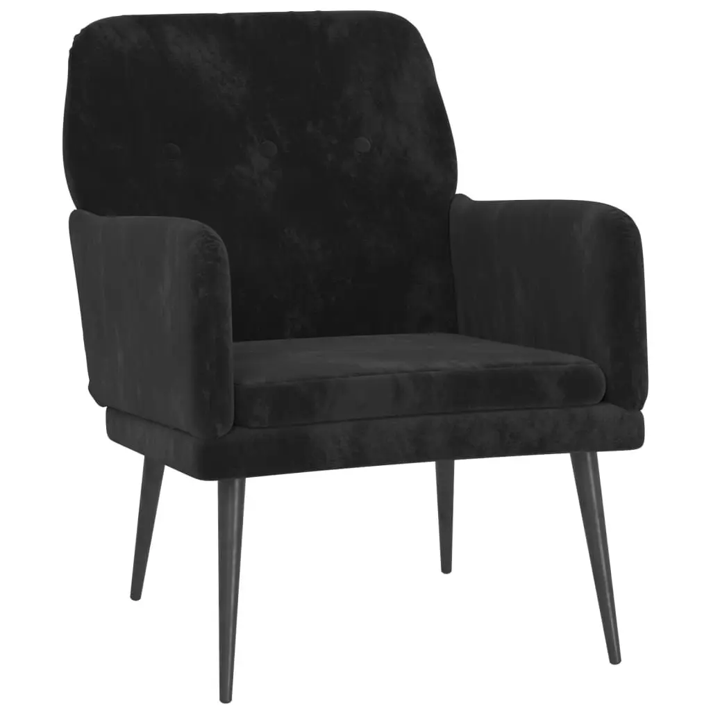Black Velvet Armchair Living Room Seating 62 x 79 x 79 cm