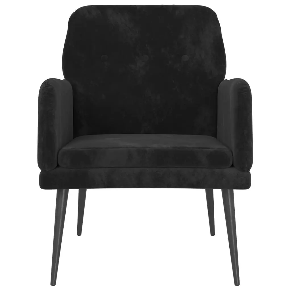 Black Velvet Armchair Living Room Seating 62 x 79 x 79 cm