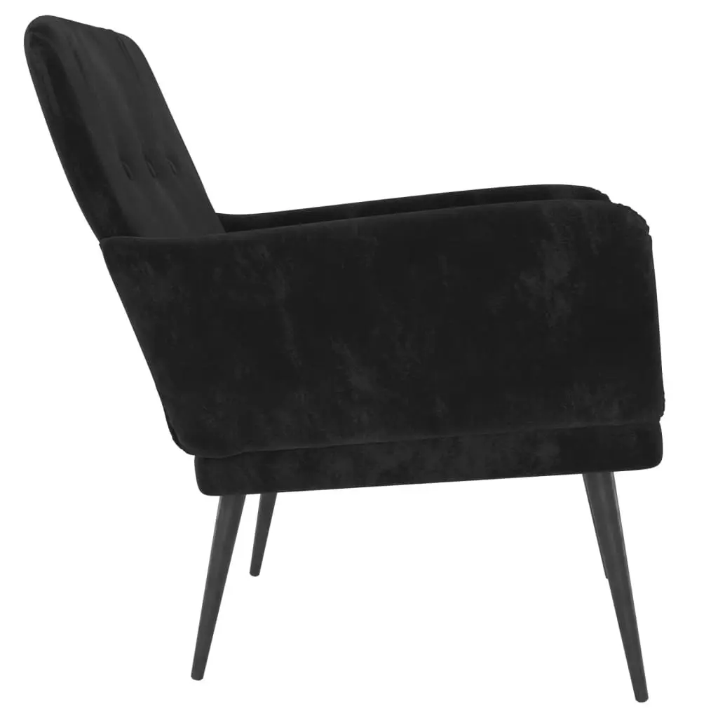 Black Velvet Armchair Living Room Seating 62 x 79 x 79 cm