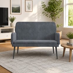 Bench Dimensions: 108 x 79 x 79 cm, Upholstered Velvet Grey