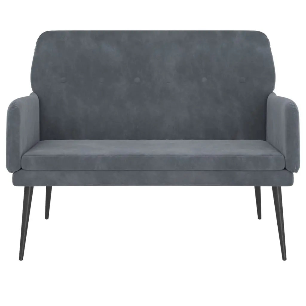Bench Velvet Grey Upholstered Seating Living Room 108 x 79 x 79 cm