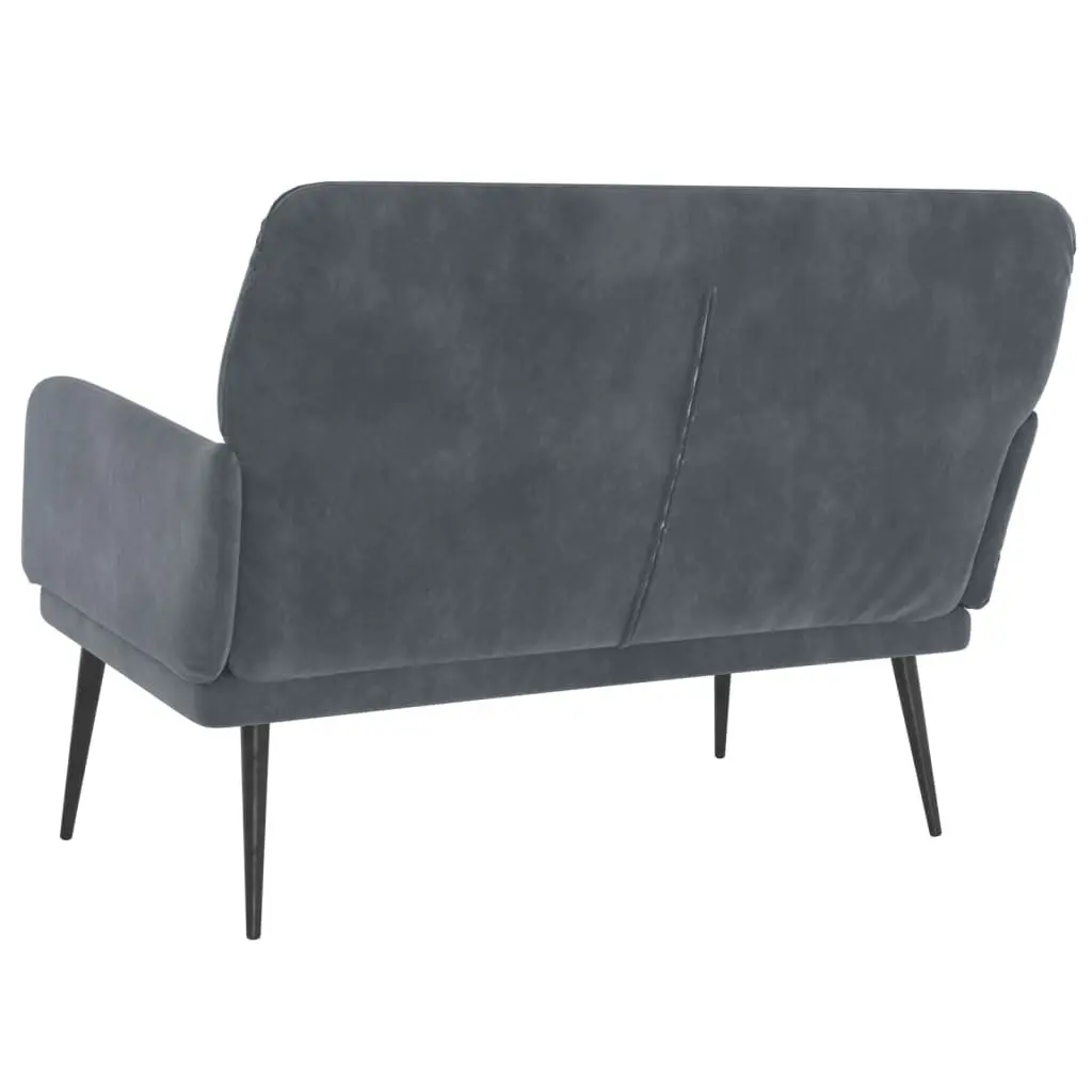 Bench Velvet Grey Upholstered Seating Living Room 108 x 79 x 79 cm
