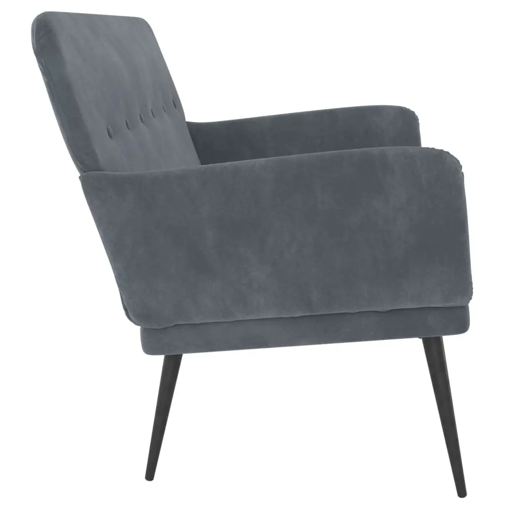 Bench Velvet Grey Upholstered Seating Living Room 108 x 79 x 79 cm
