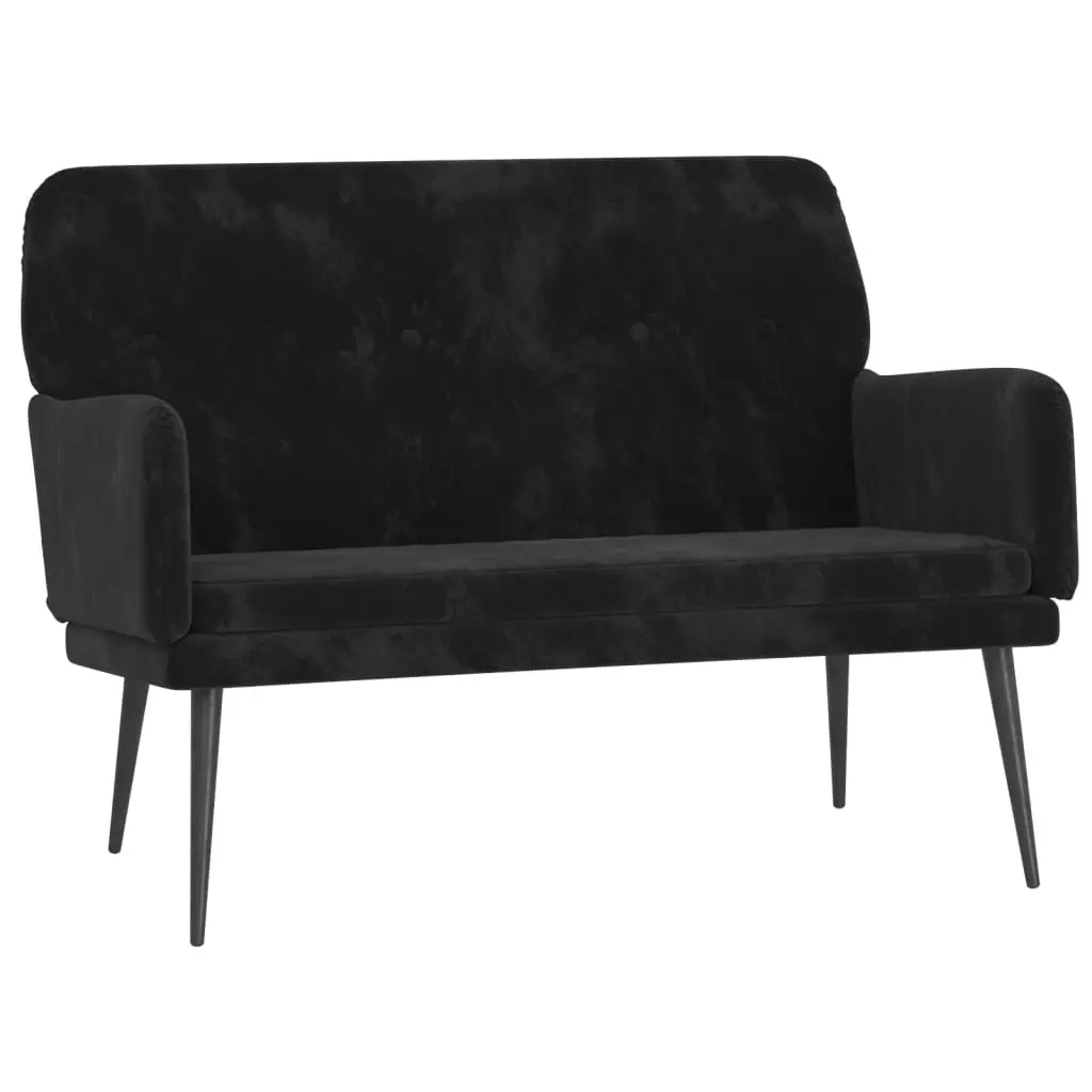 Black Velvet Bench Seat for Living Room 108 x 79 x 79 cm