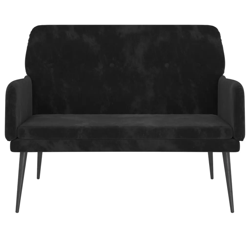 Black Velvet Bench Seat for Living Room 108 x 79 x 79 cm