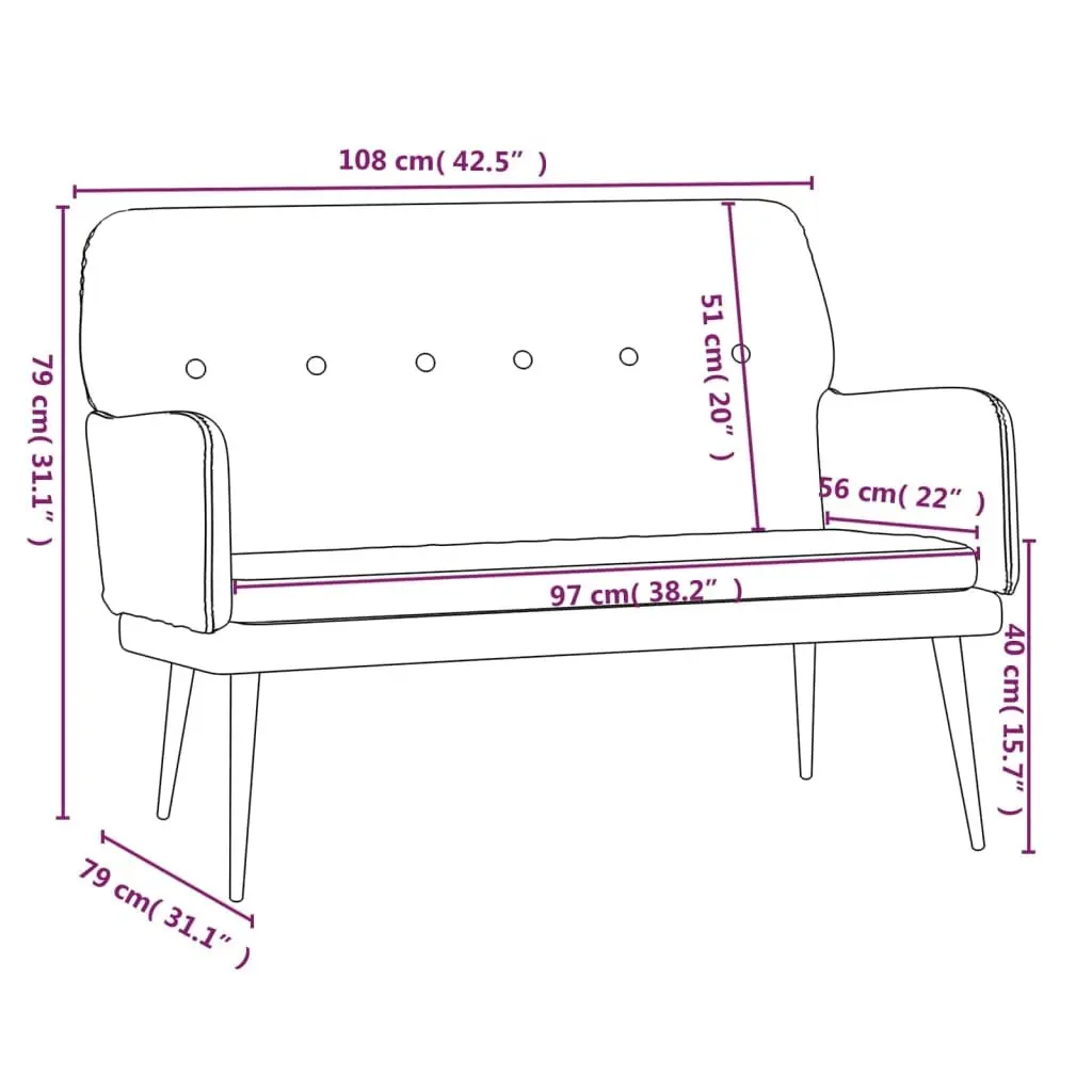 Black Velvet Bench Seat for Living Room 108 x 79 x 79 cm