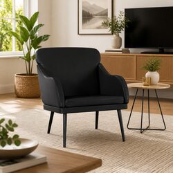 Black Faux Leather Armchair – Dimensions 63W x 76D x 80H cm