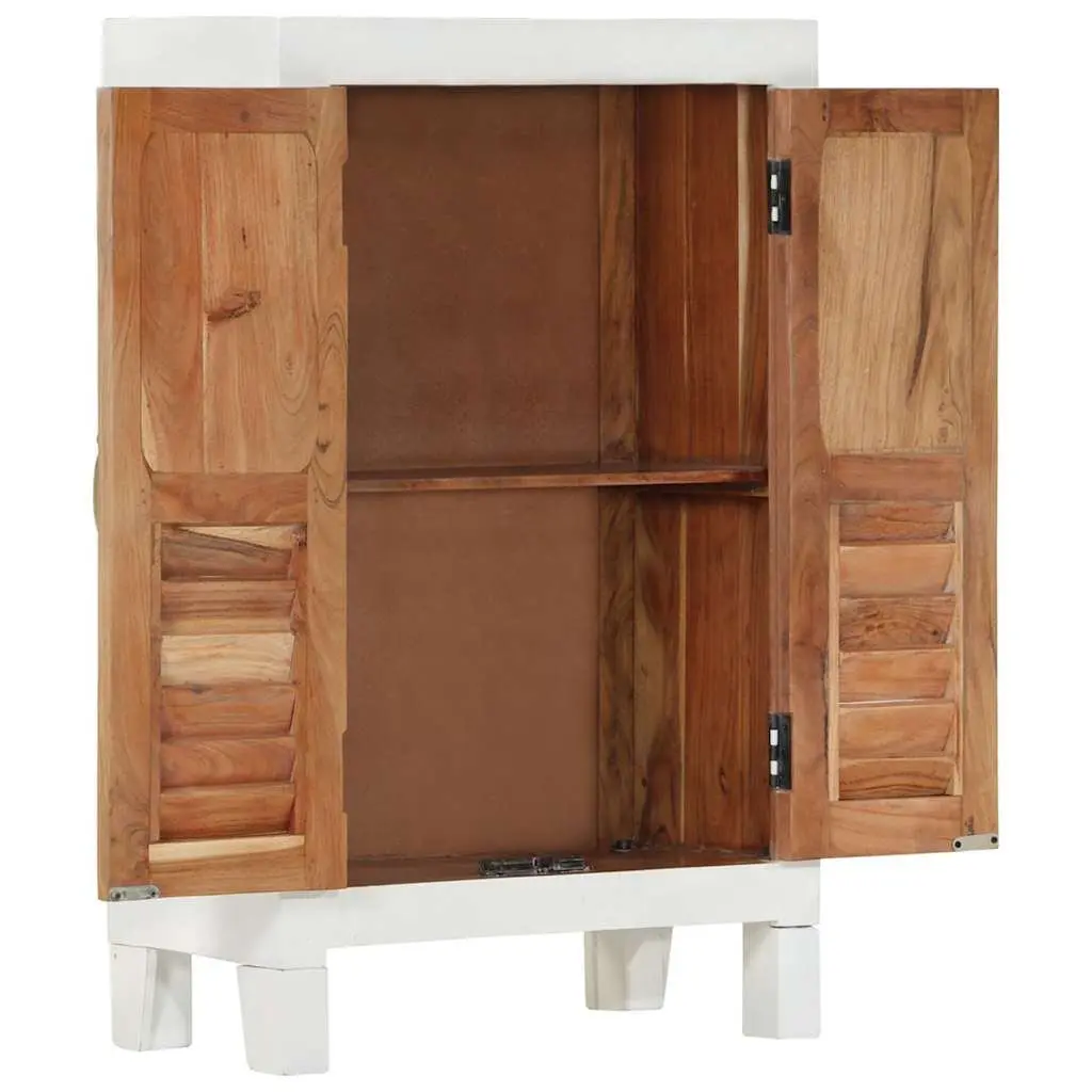 Solid Wood Acacia Sideboard White Storage Cabinet Cupboard 55x30x90cm