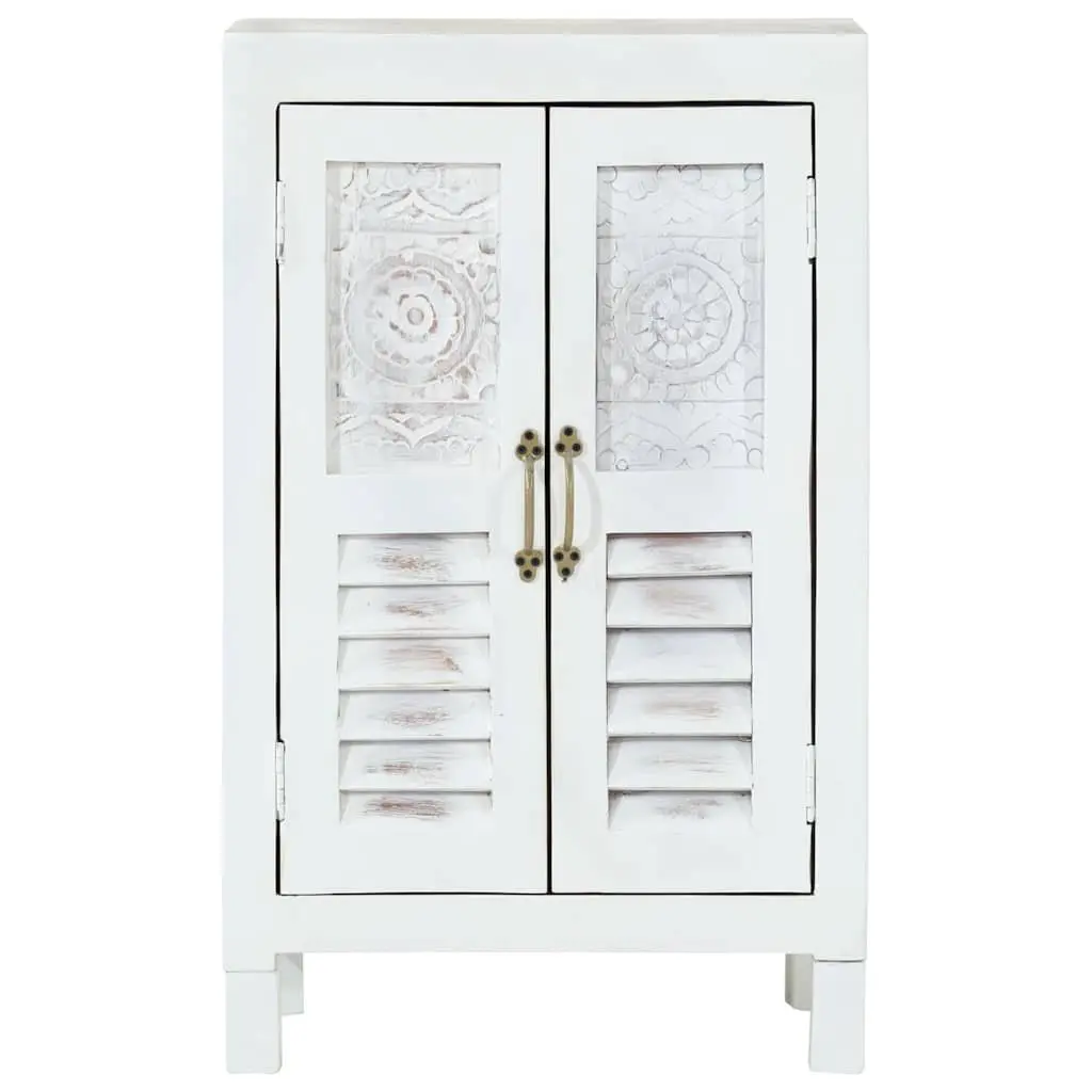 Solid Wood Acacia Sideboard White Storage Cabinet Cupboard 55x30x90cm