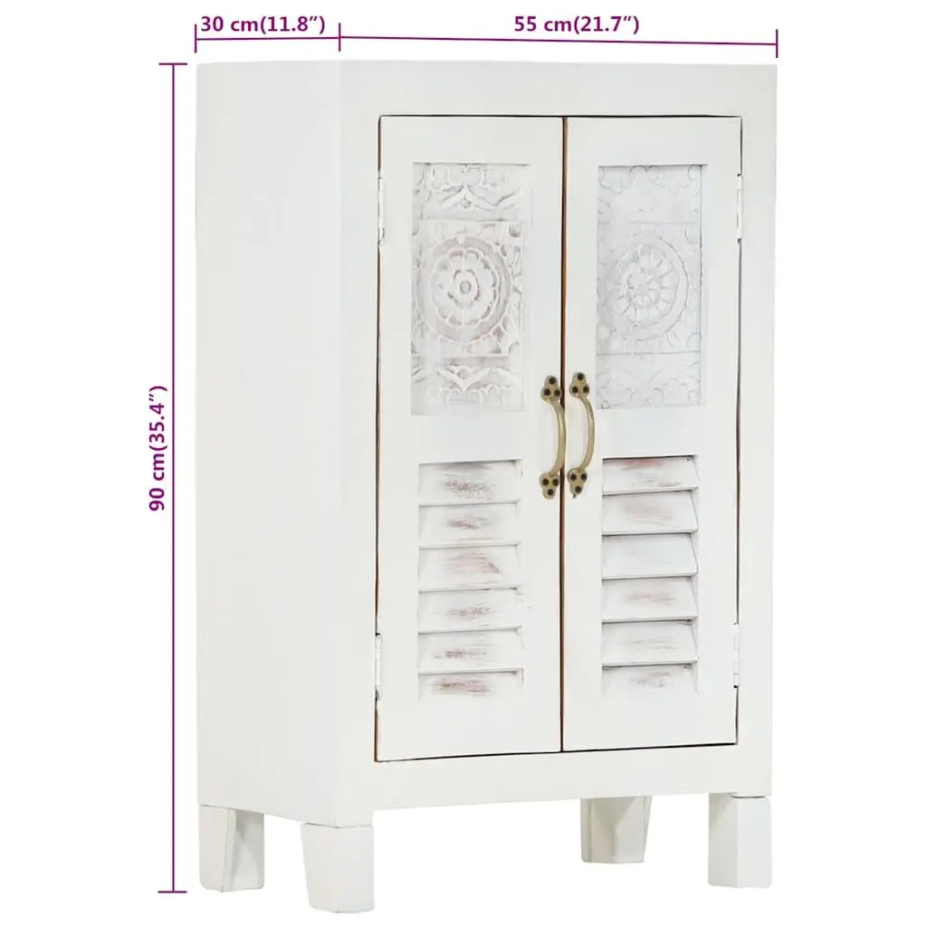 Solid Wood Acacia Sideboard White Storage Cabinet Cupboard 55x30x90cm