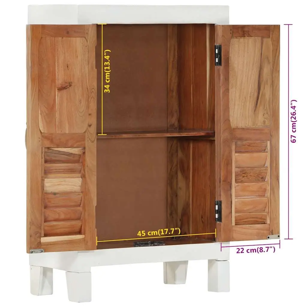 Solid Wood Acacia Sideboard White Storage Cabinet Cupboard 55x30x90cm