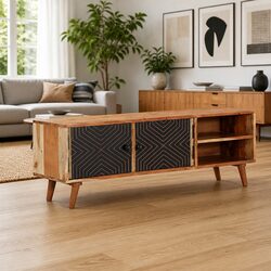 TV Cabinet 112x30x40 cm Solid Wood Acacia Brown Storage Unit Media Stand