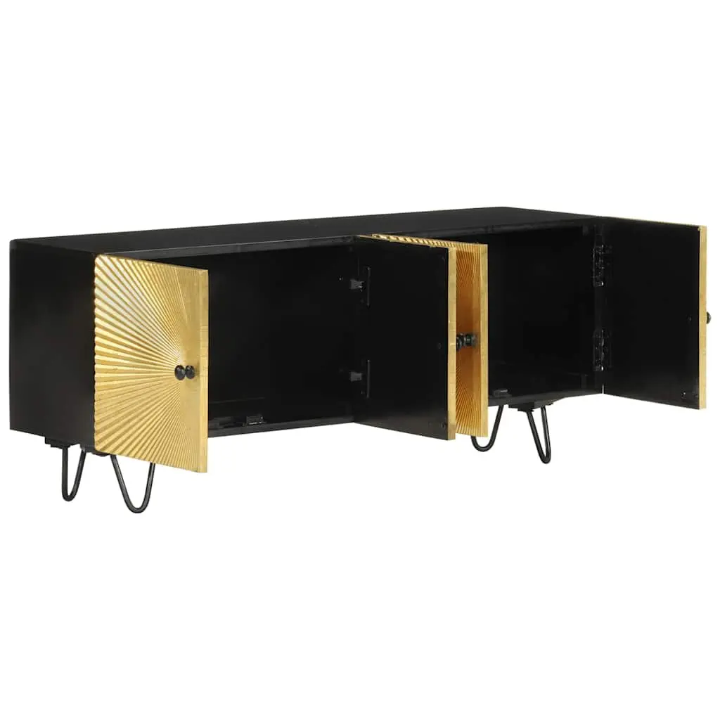 Solid Wood TV Cabinet 110x30x45cm Storage Unit with Doors Compartments